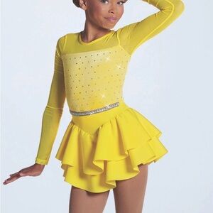 Weissman Showtime Believe Me Canary Yellow 17755 dance costume size IC (8-10)